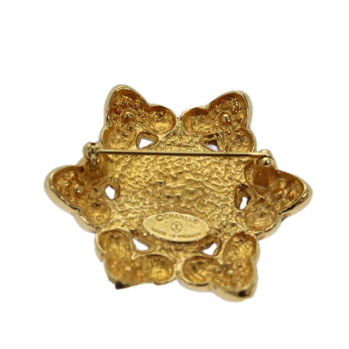 CHANEL Brooch Metal Gold Tone CC Auth bs17053V