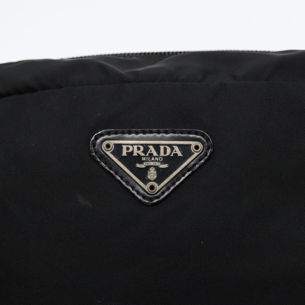 PRADA Pouch Nylon Black Silver Auth bs17057