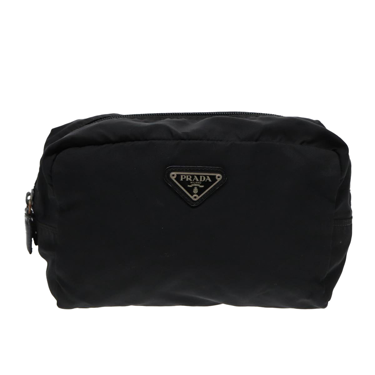 PRADA Pouch Nylon Black Silver Auth bs17057