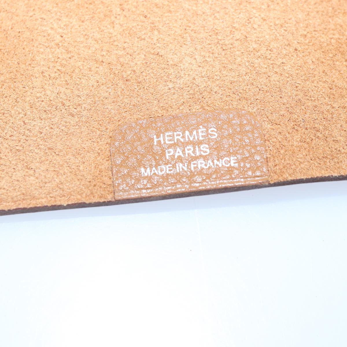 HERMES Yuris PM Day Planner Cover Leather Brown Silver Auth bs17075