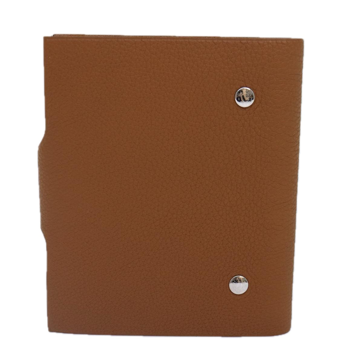 HERMES Yuris PM Day Planner Cover Leather Brown Silver Auth bs17075