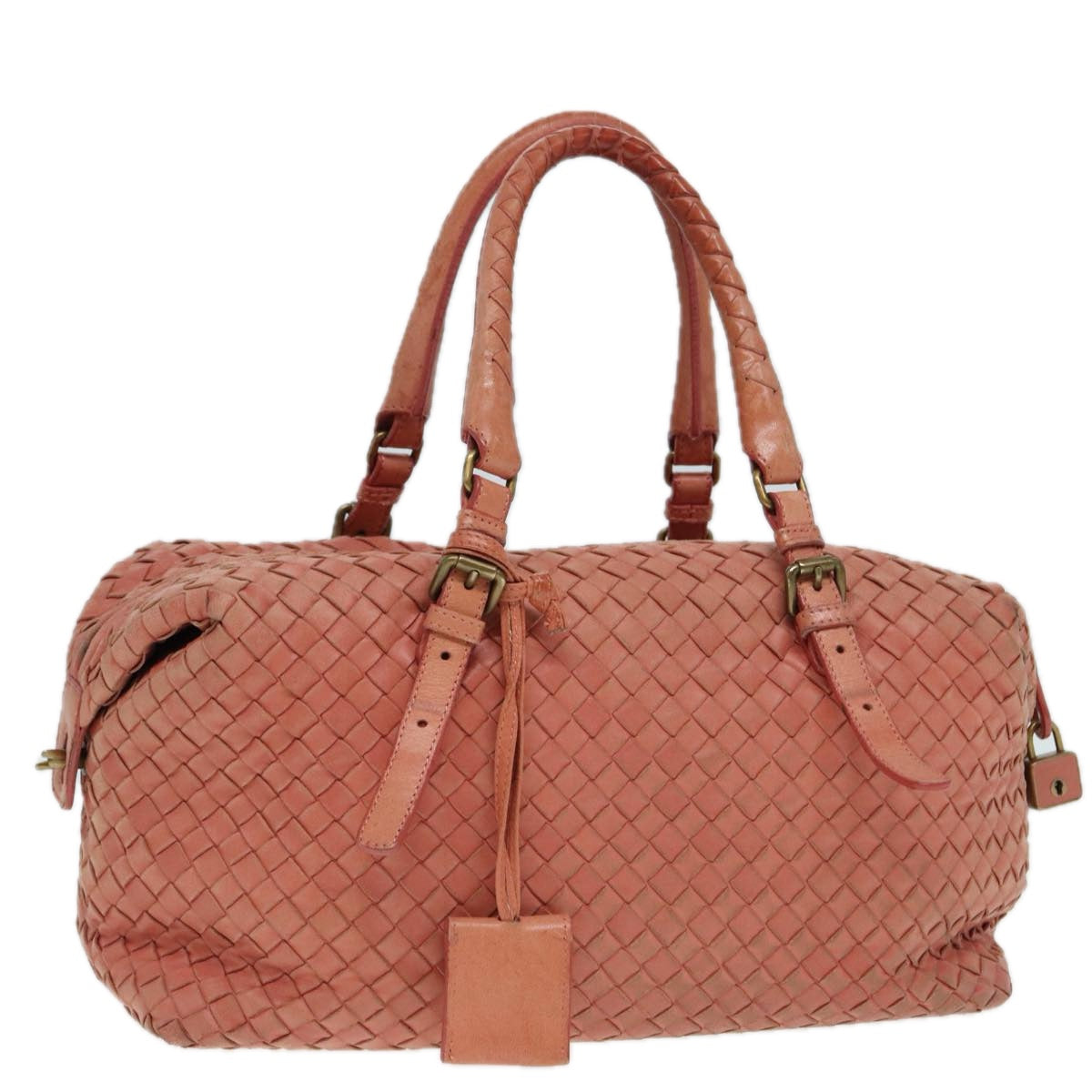 BOTTEGA VENETA INTRECCIATO Hand Bag Leather Pink Gold 173398 Auth bs17093