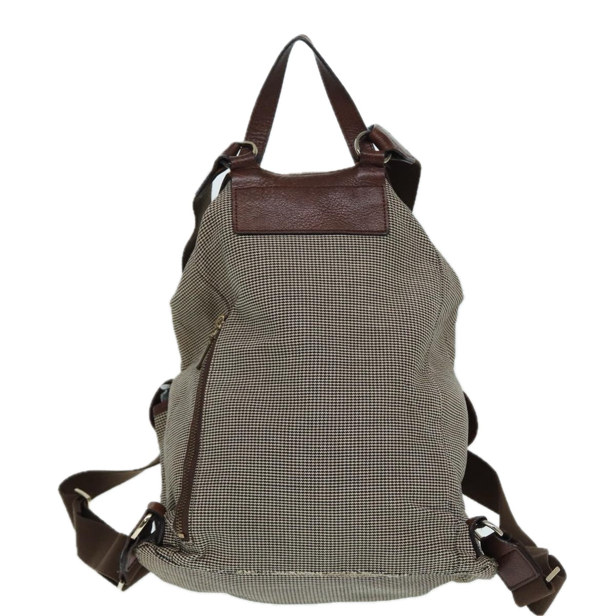 Burberrys Backpack Canvas Brown Silver Auth bs17110