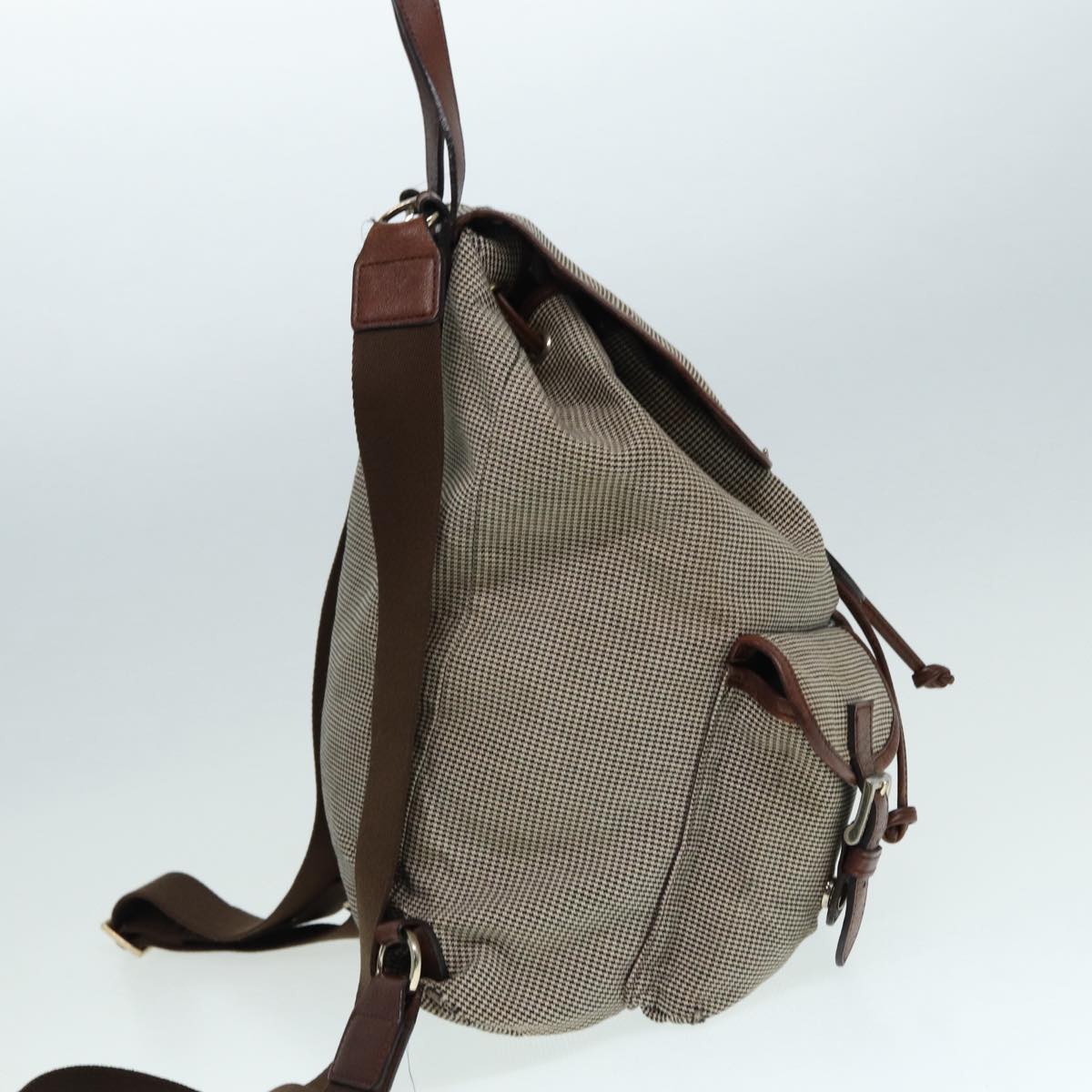 Burberrys Backpack Canvas Brown Silver Auth bs17110