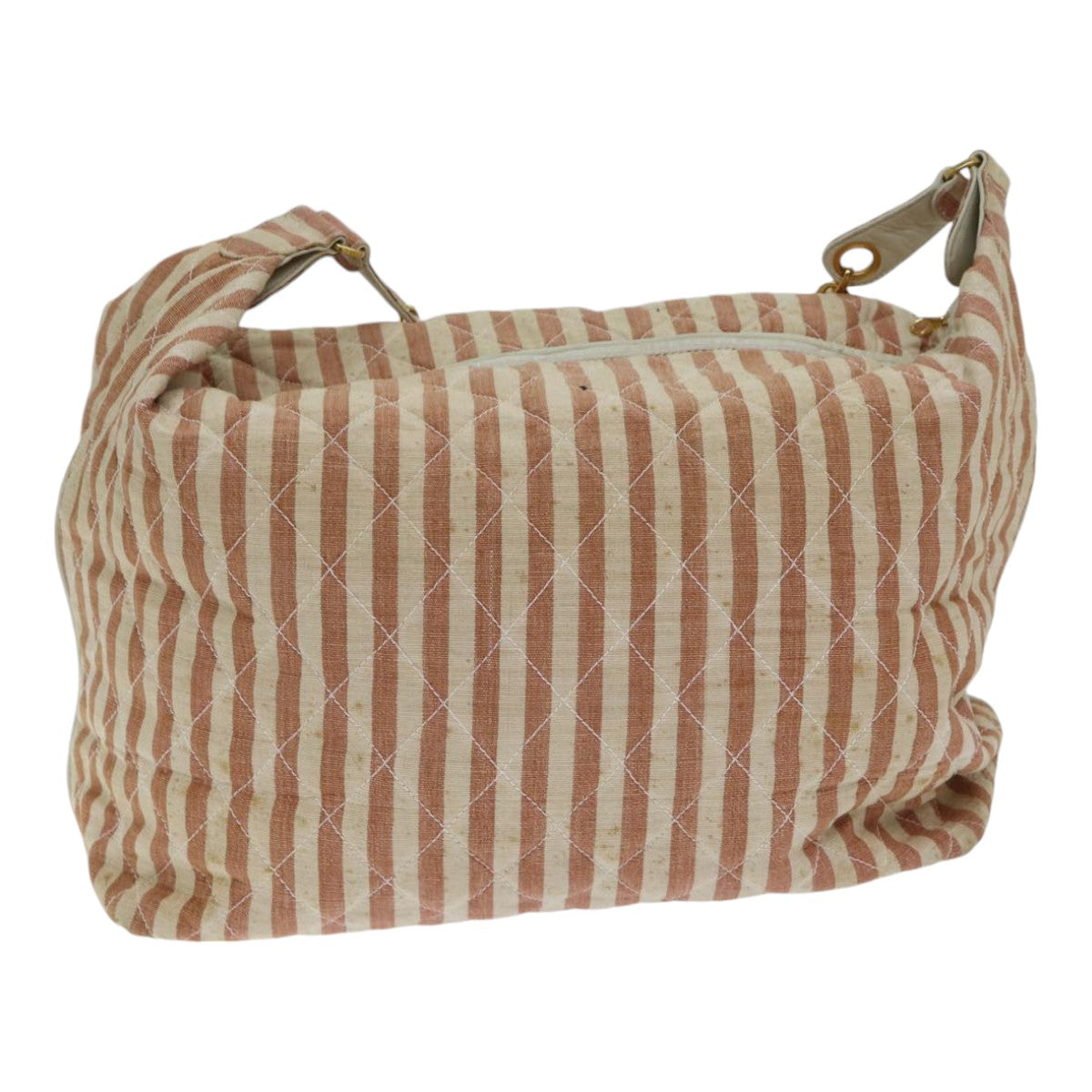 CHANEL Matelasse Chain Shoulder Bag Canvas Red Gold CC Auth bs17125