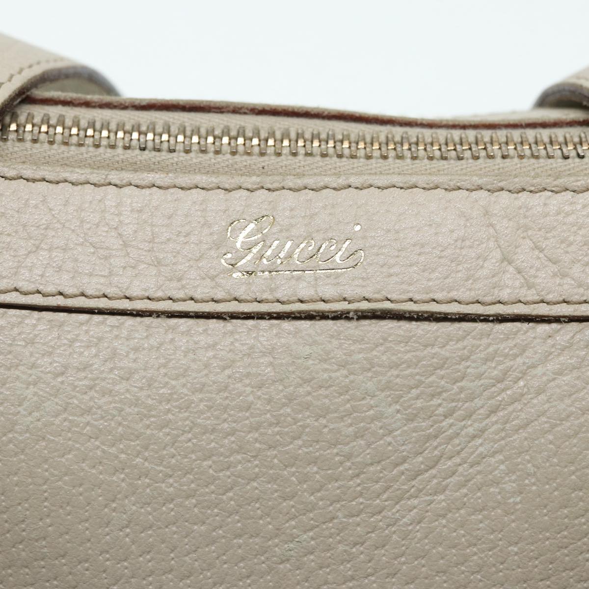 GUCCI Hand Bag Leather Beige Gold 141471 Auth bs17126