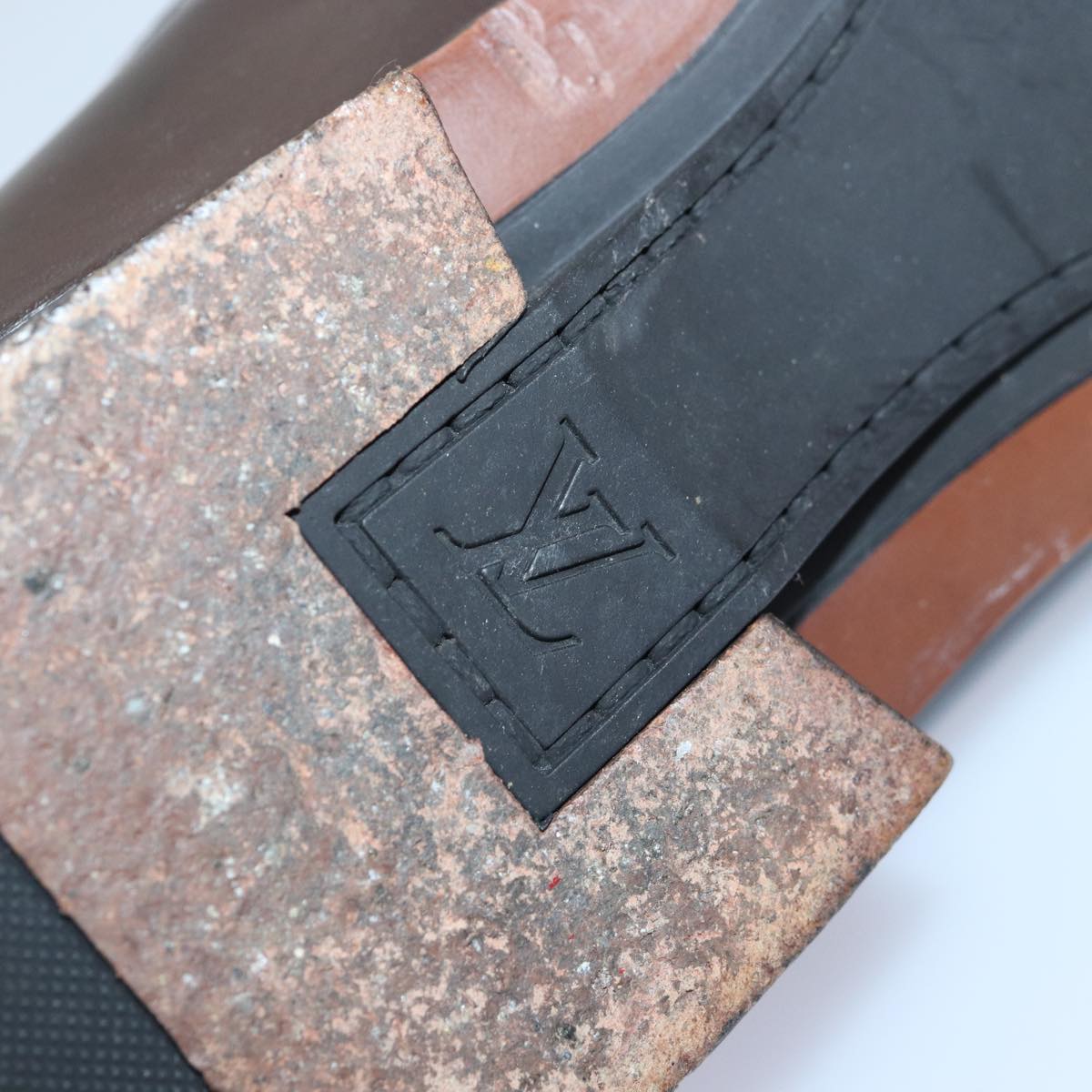 LOUIS VUITTON shoes Leather 7 Brown LV Auth bs17139
