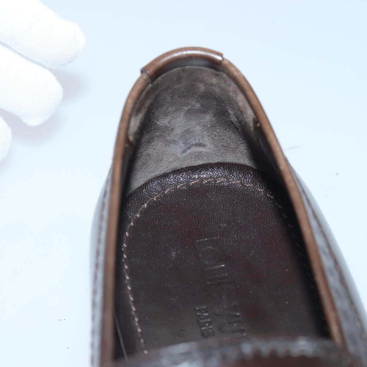 LOUIS VUITTON shoes Leather 7 Brown LV Auth bs17139