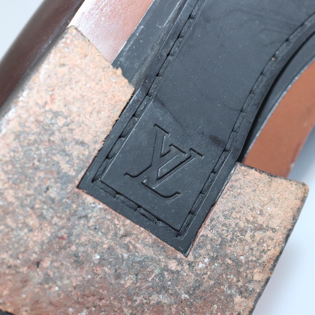 LOUIS VUITTON shoes Leather 7 Brown LV Auth bs17139