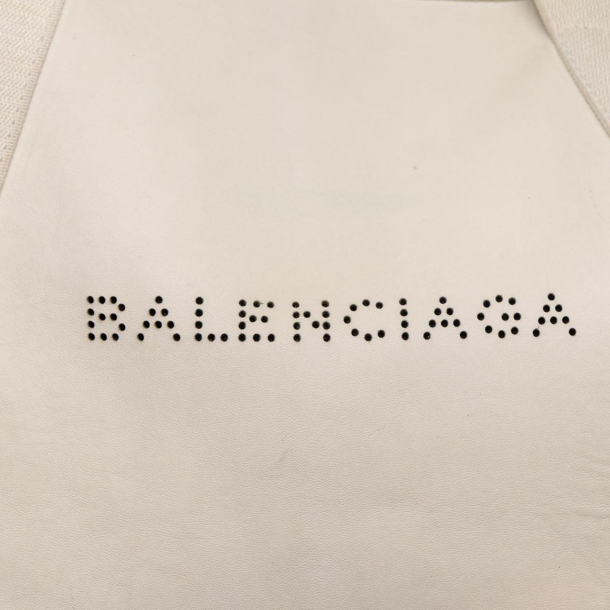 BALENCIAGA Navy Cabas Hand Bag Leather White Silver 339936 Auth bs17140