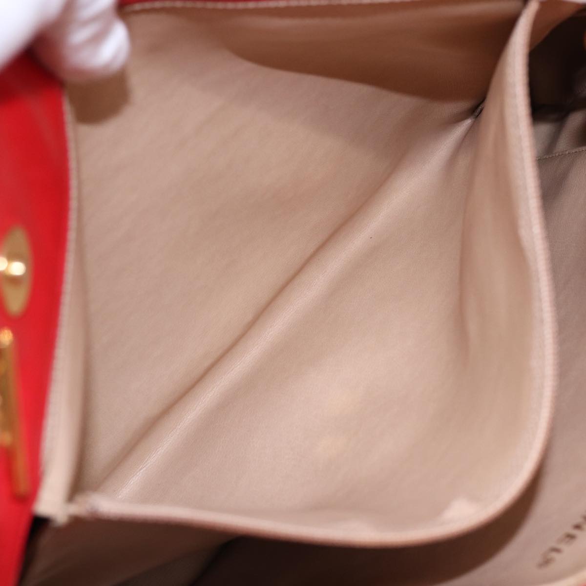 CHANEL Matelasse Chain Shoulder Bag Satin Red Gold CC Auth bs17153