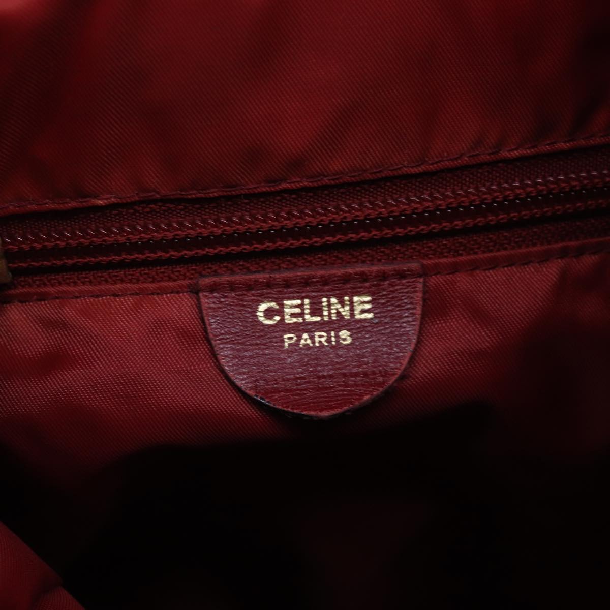 CELINE Backpack Nylon Red Gold Auth bs17197