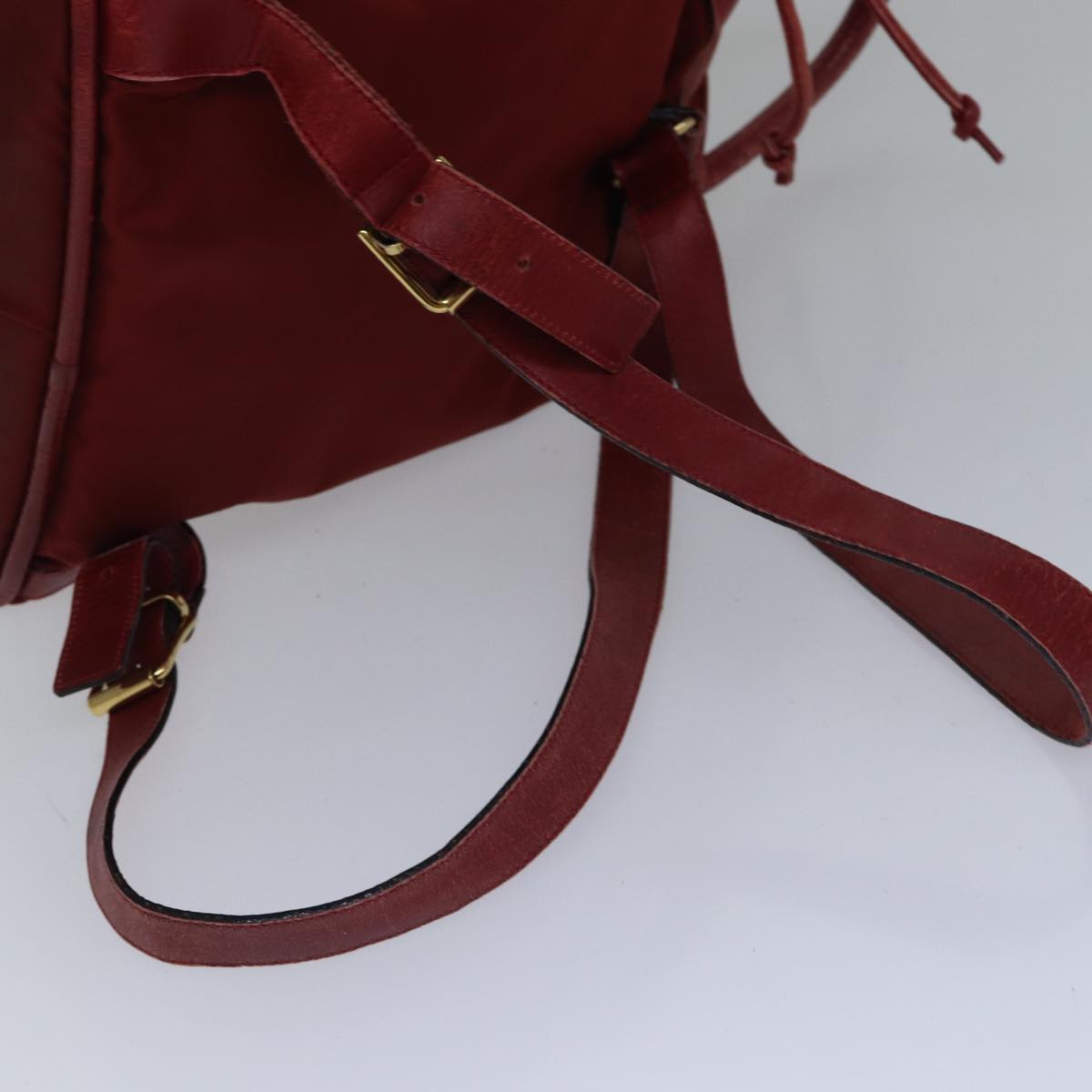 CELINE Backpack Nylon Red Gold Auth bs17197