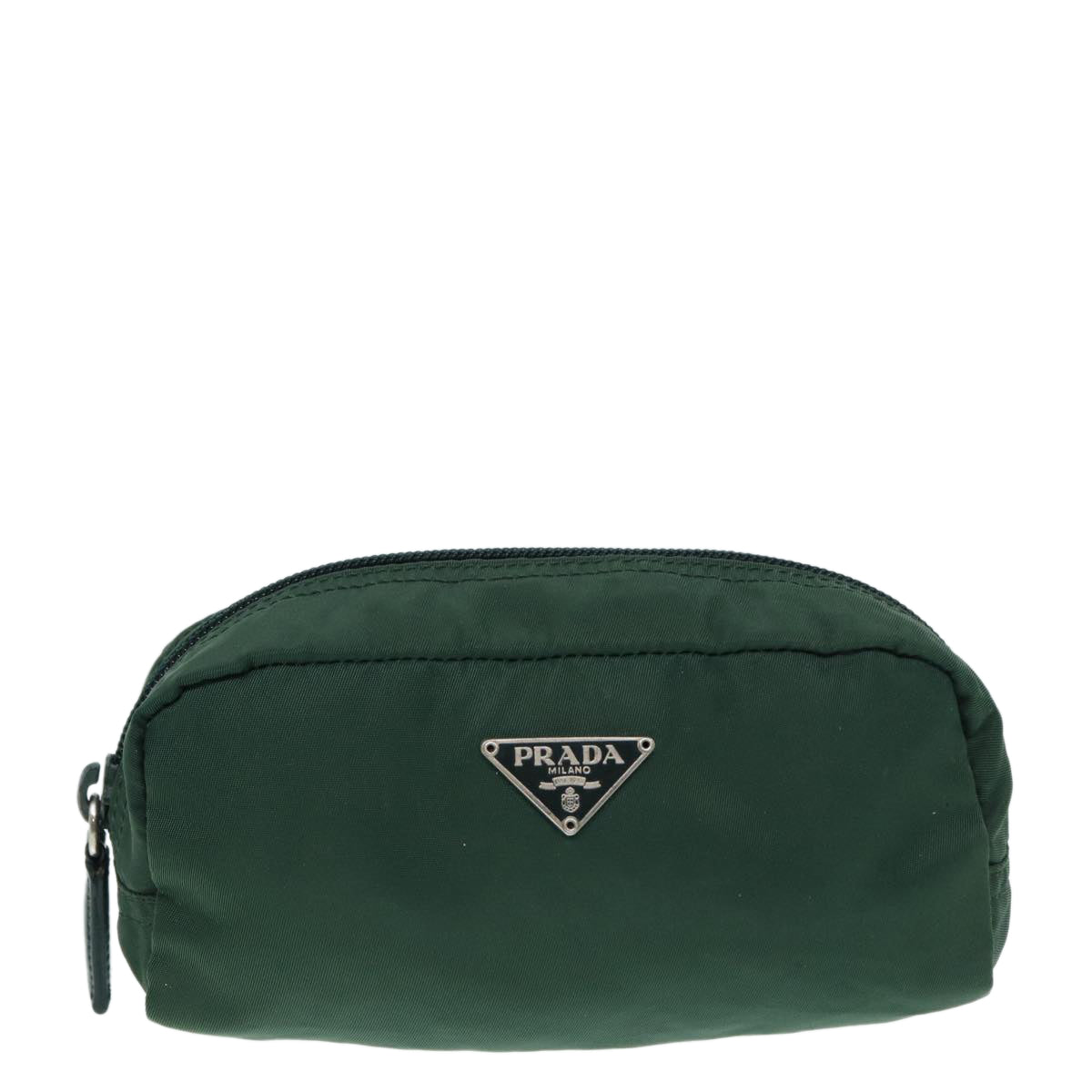 PRADA Pouch Nylon Green Silver Auth bs17230