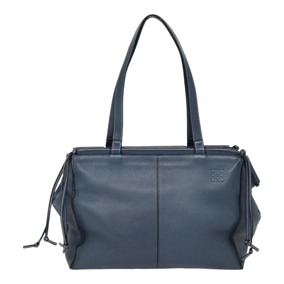 LOEWE Anagram Tote Bag Leather Blue Auth bs17302