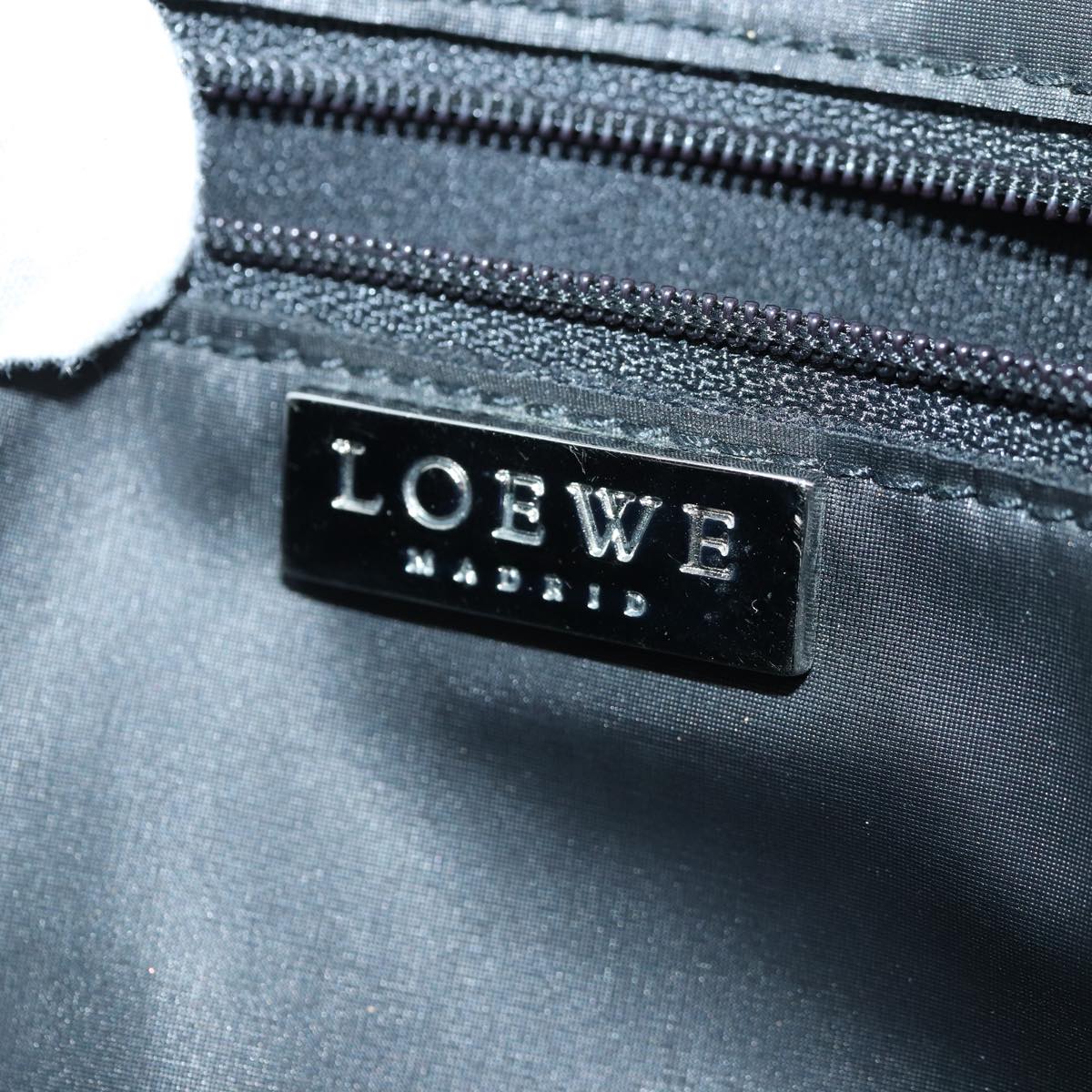 LOEWE Anagram Hand Bag Leather Black Silver Auth bs17303