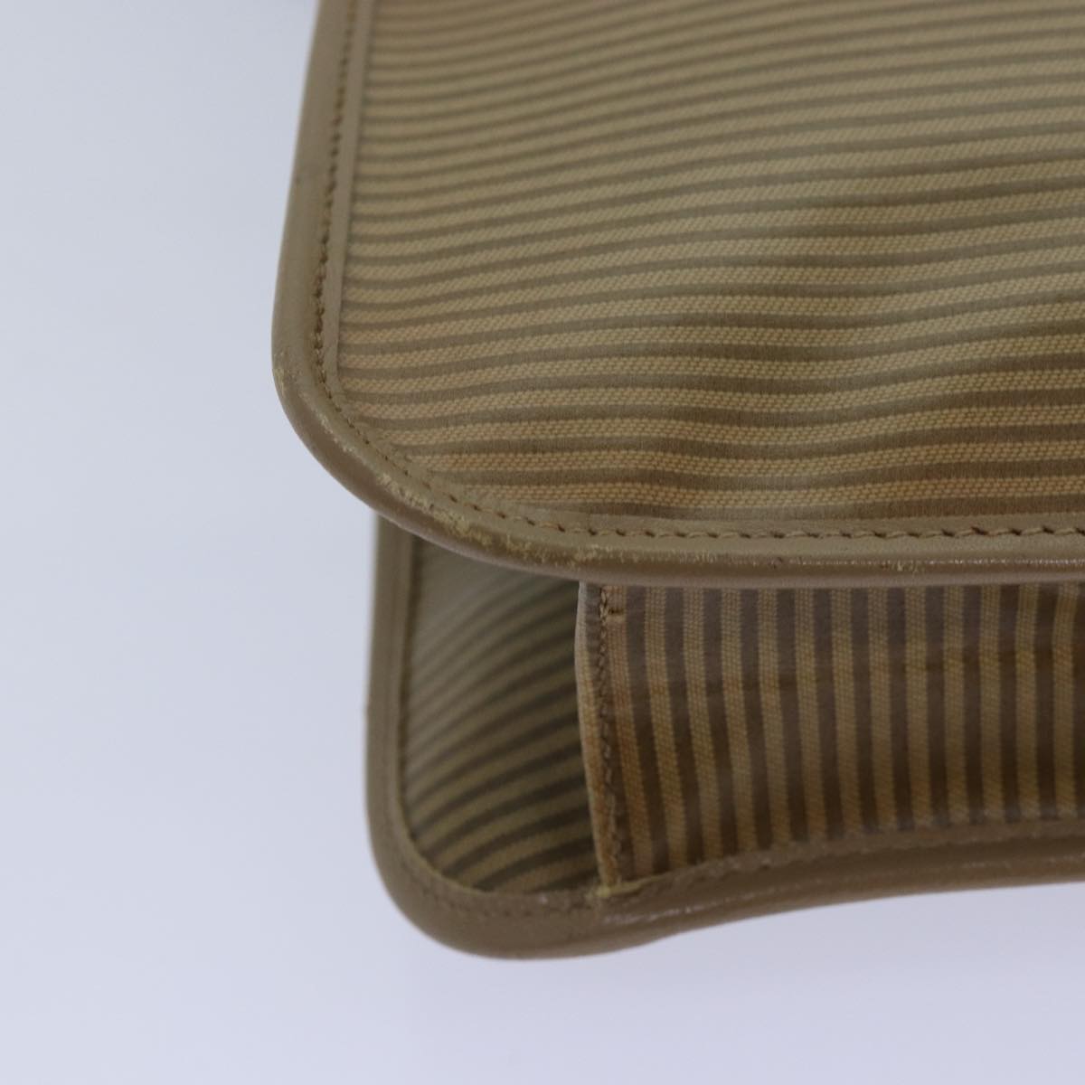 SAINT LAURENT Shoulder Bag PVC Beige Gold Auth bs17304