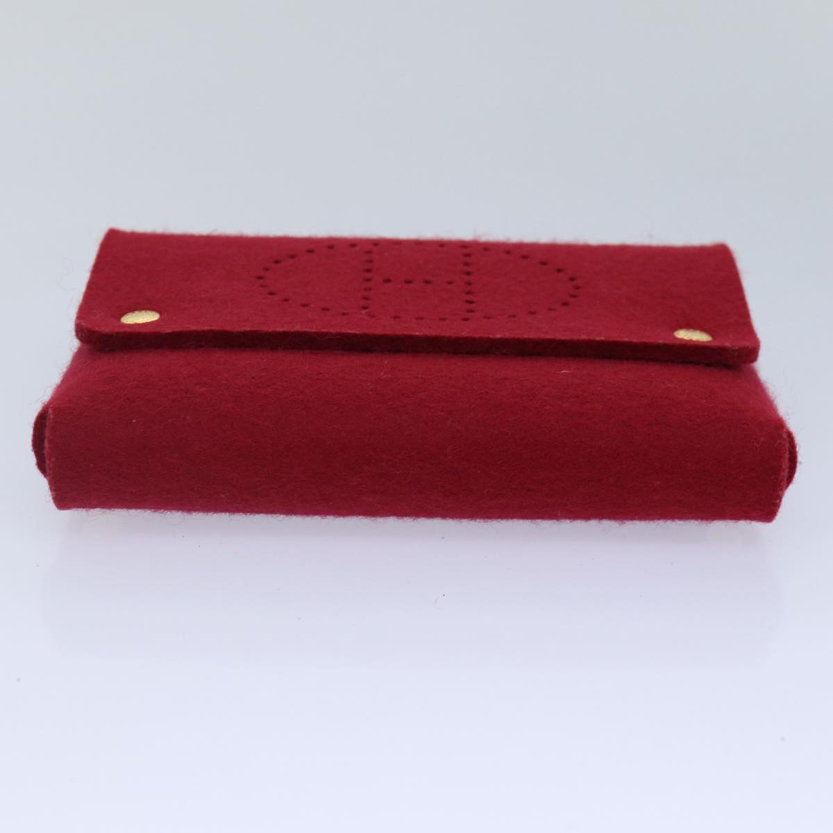 HERMES Pouch Felt Red Gold Auth bs17317