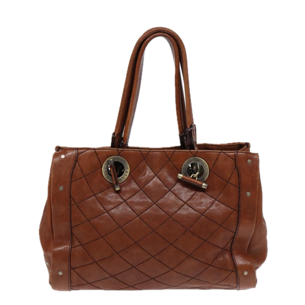 BALLY Hand Bag Leather Brown Auth bs17323