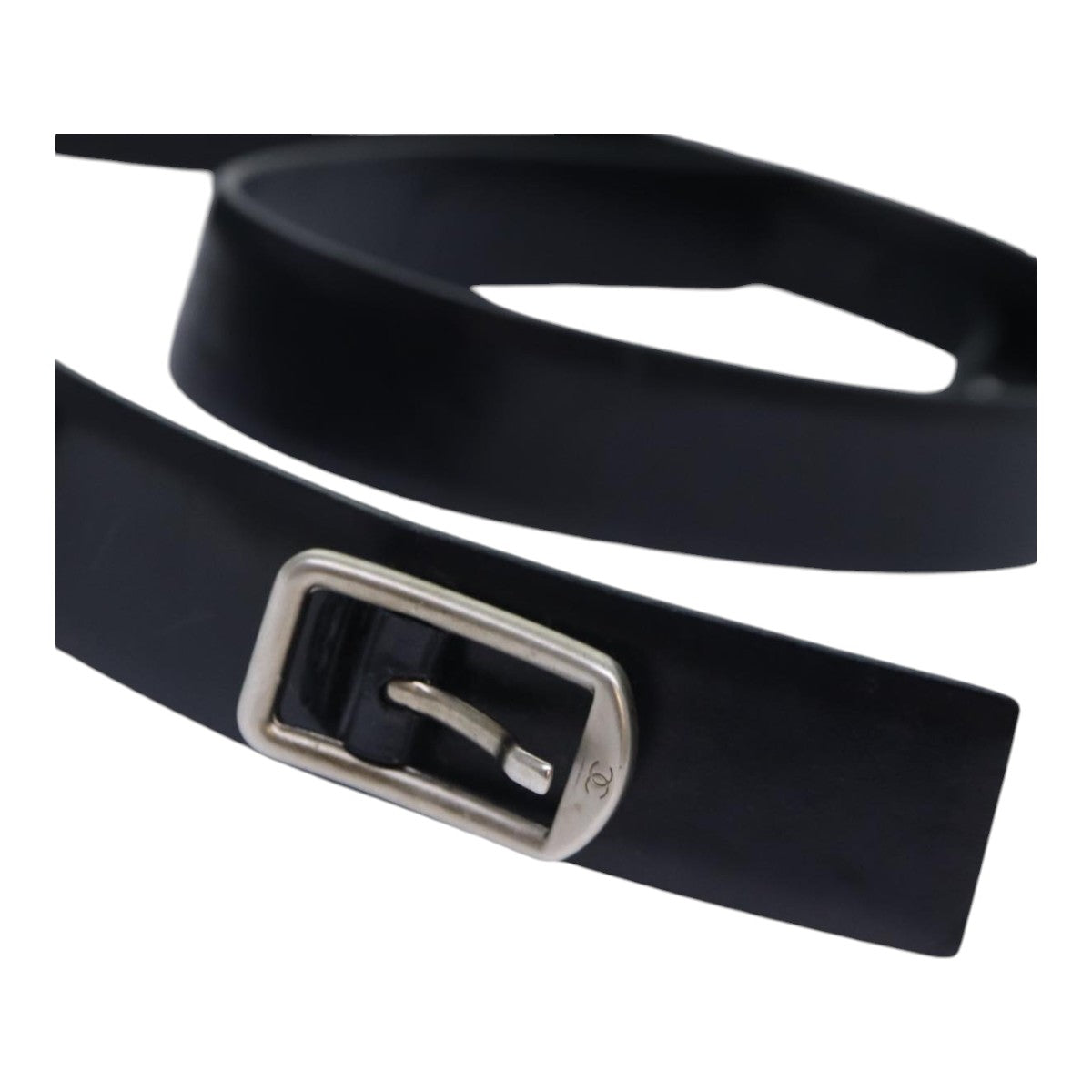 CHANEL Belt Leather 40 Black CC Auth bs17331