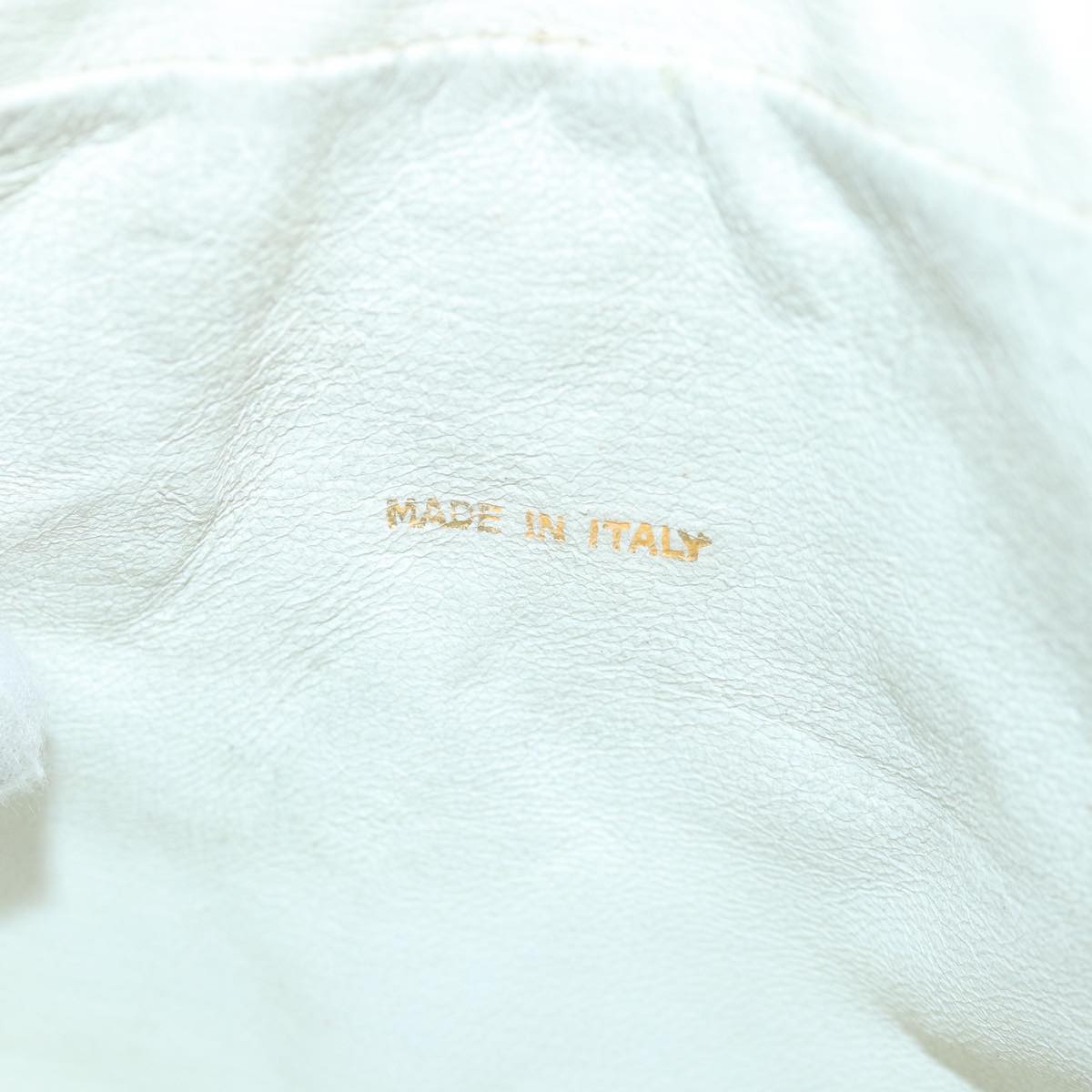 CHANEL Mademoiselle Chain Shoulder Bag Calf Skin White Gold Silver CC Auth bs17332