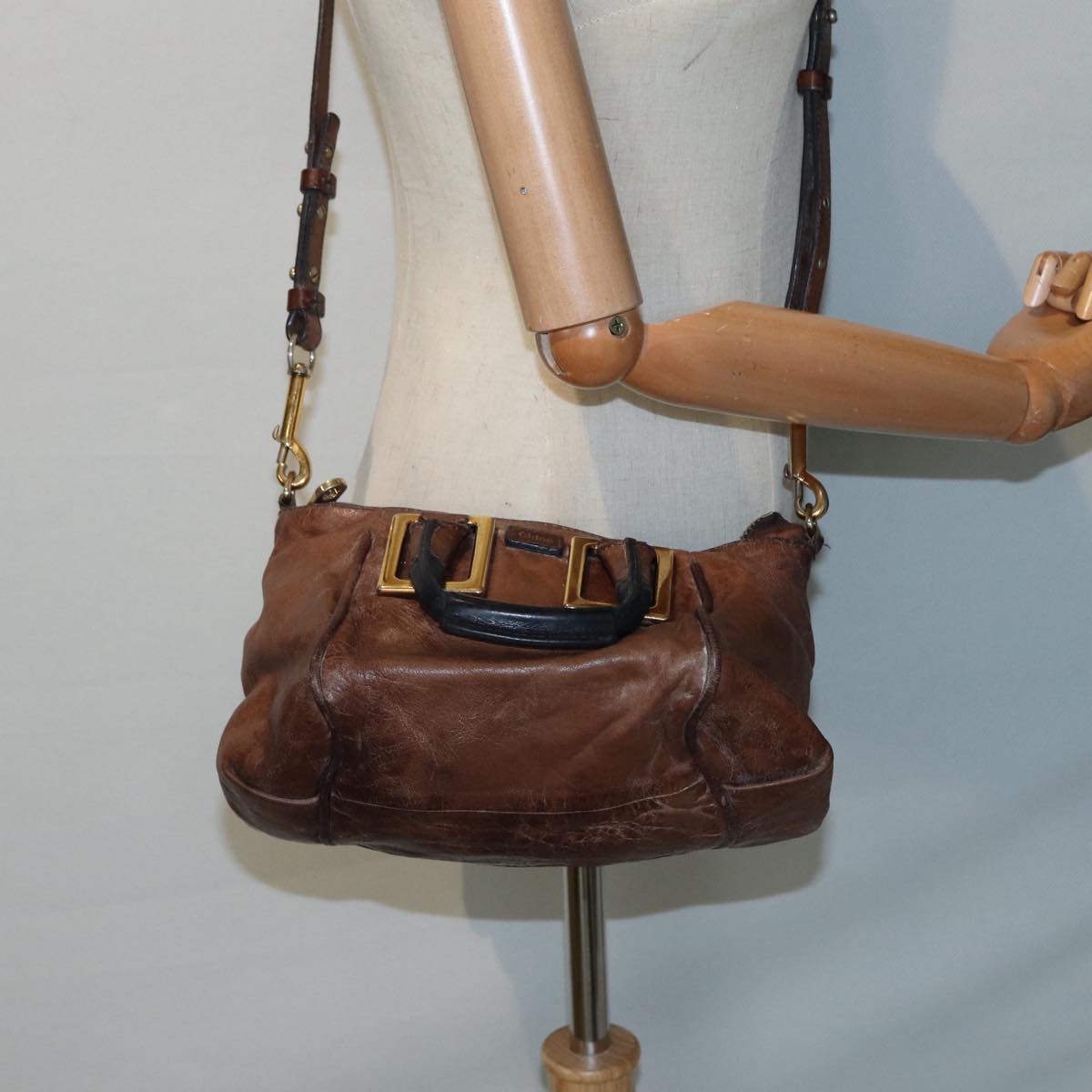 Chloe Etel Hand Bag Leather 2way Brown Auth bs17348