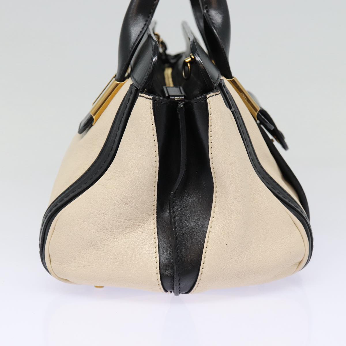 Chloe Alice Hand Bag Leather Vanilla Gold Auth bs17350