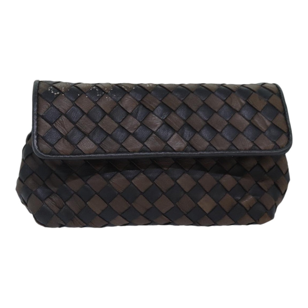 BOTTEGA VENETA INTRECCIATO Pouch Leather Brown Auth bs17360