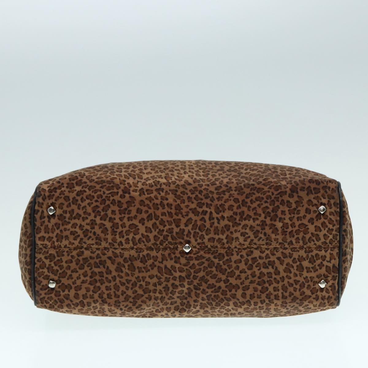 BOTTEGAVENETA Leopard Hand Bag Nylon Brown Auth bs17362