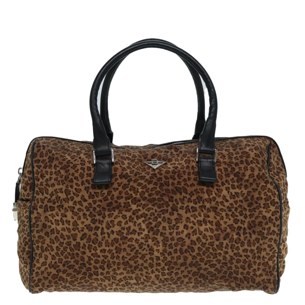 BOTTEGAVENETA Leopard Hand Bag Nylon Brown Auth bs17362