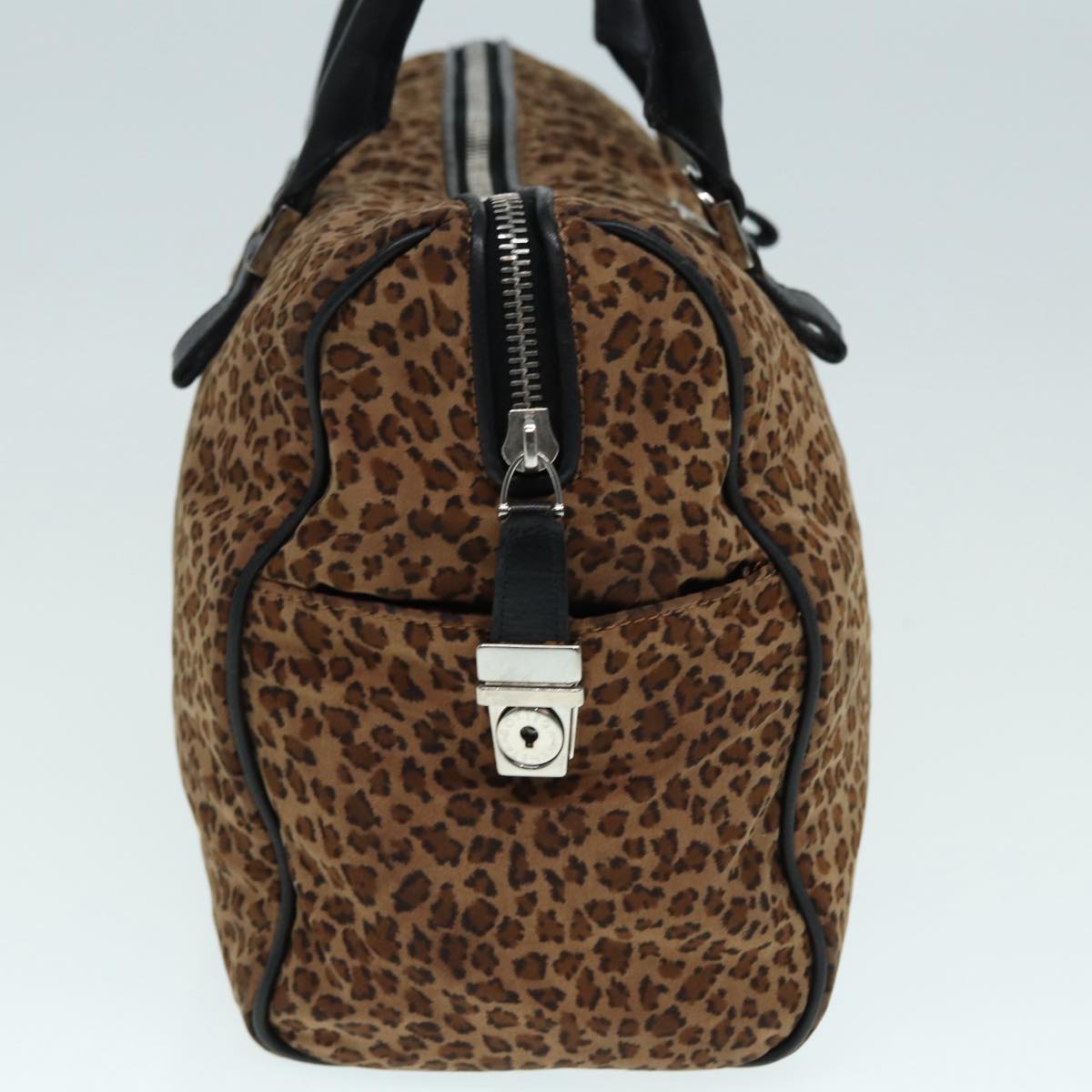 BOTTEGAVENETA Leopard Hand Bag Nylon Brown Auth bs17362