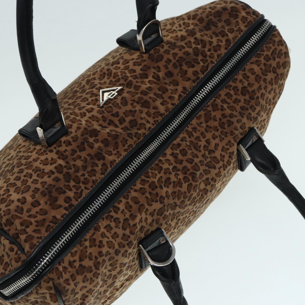 BOTTEGAVENETA Leopard Hand Bag Nylon Brown Auth bs17362