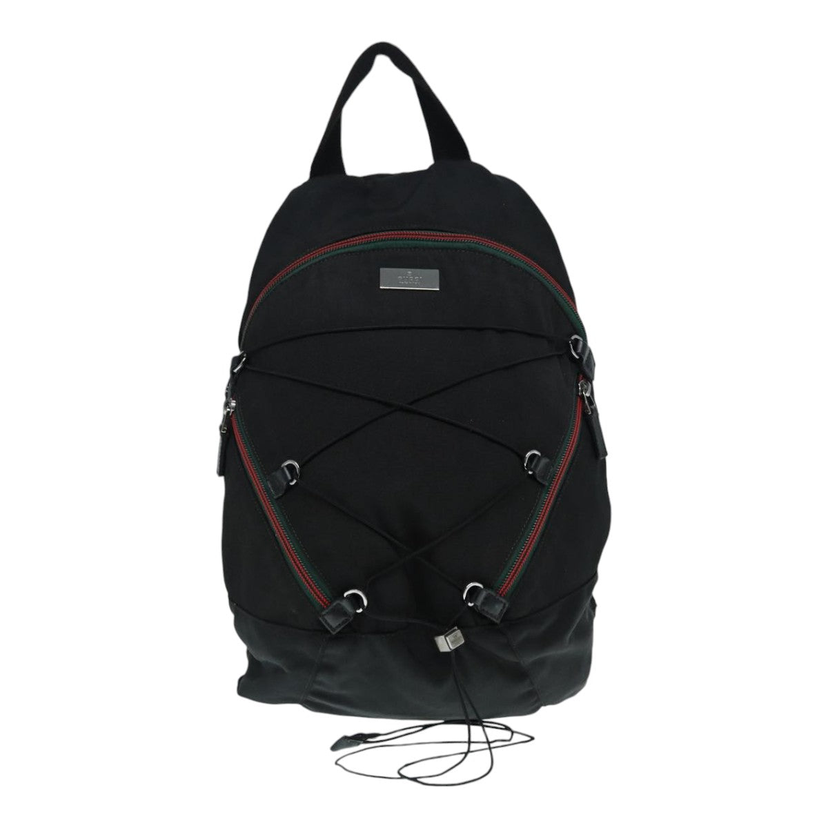 GUCCI Backpack Nylon Black Silver 122348 Auth bs17393