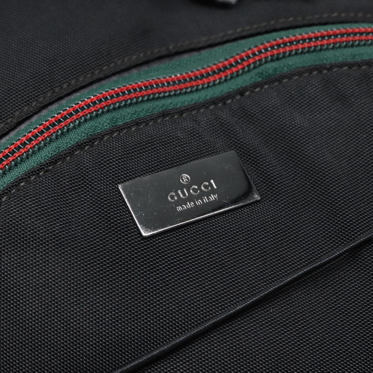 GUCCI Backpack Nylon Black Silver 122348 Auth bs17393