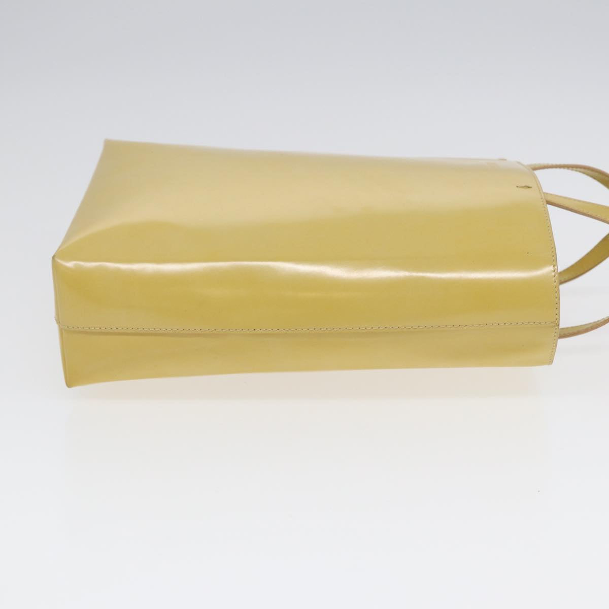 PRADA Hand Bag Enamel Yellow Silver Auth bs17418