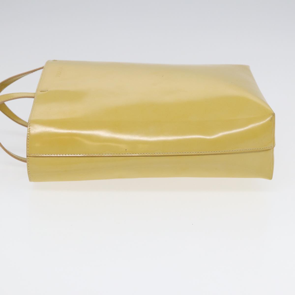 PRADA Hand Bag Enamel Yellow Silver Auth bs17418