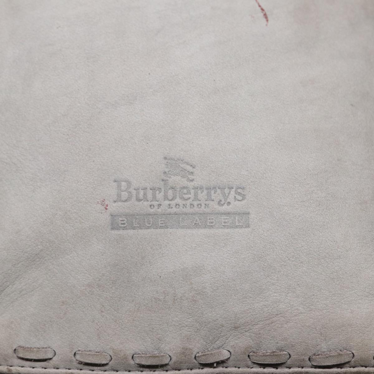 Burberrys Hand Bag Leather Gray Silver Auth bs17438