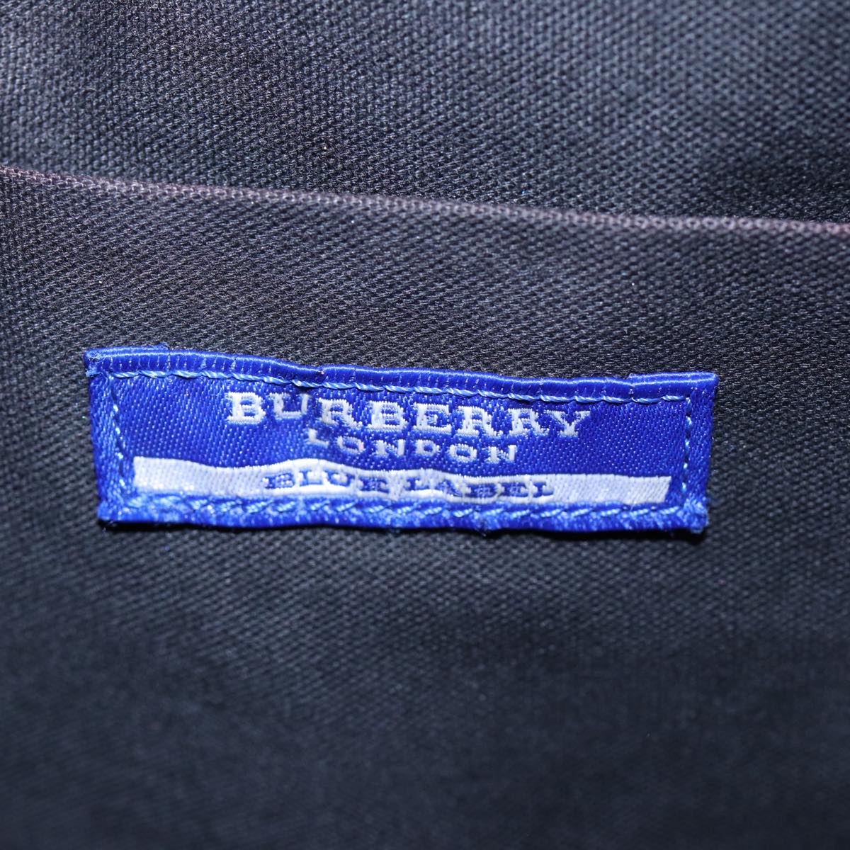 BURBERRY Nova Check Blue Label Tote Bag Canvas White Black Silver Auth bs17439