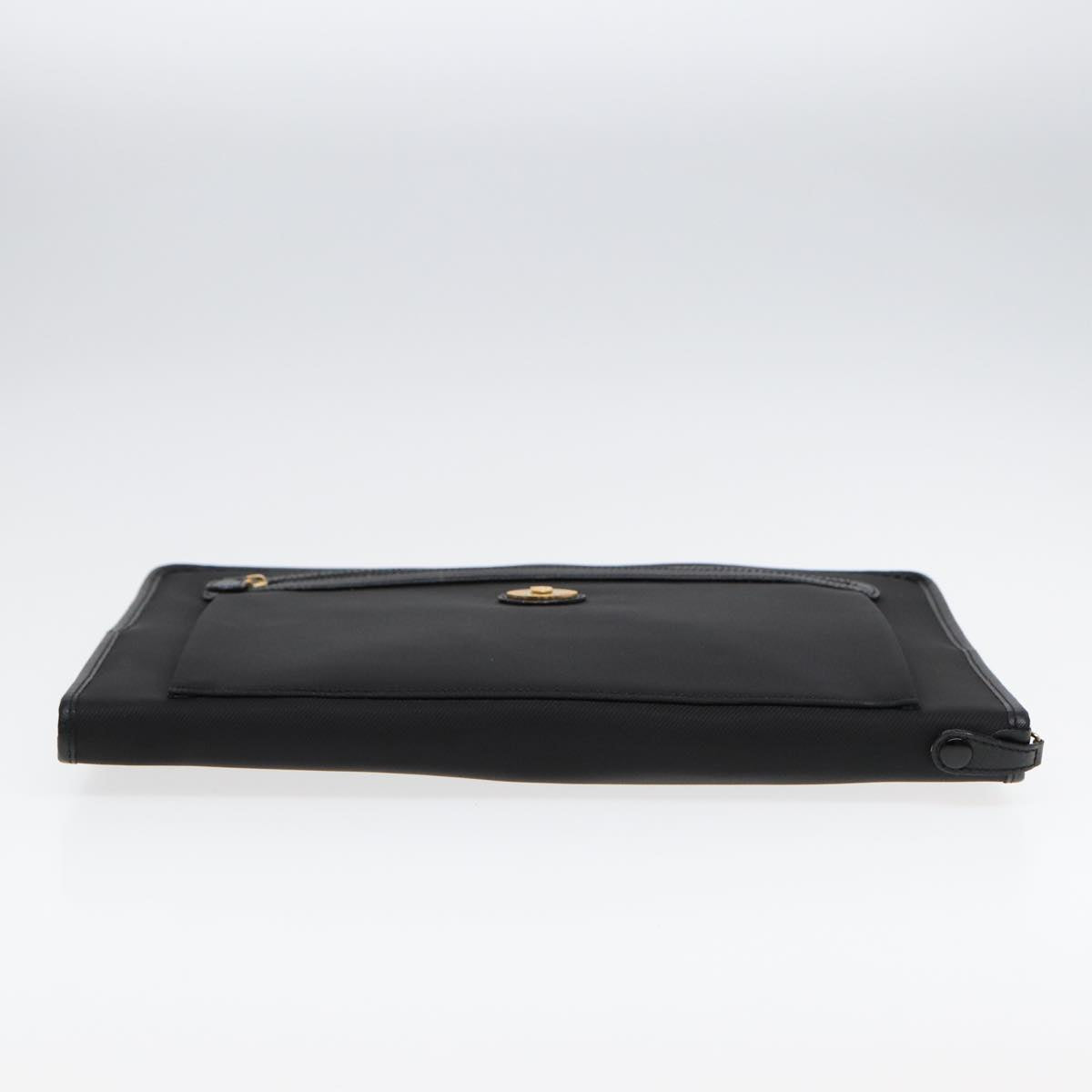 Burberrys Clutch Bag PVC Black Gold Auth bs17440