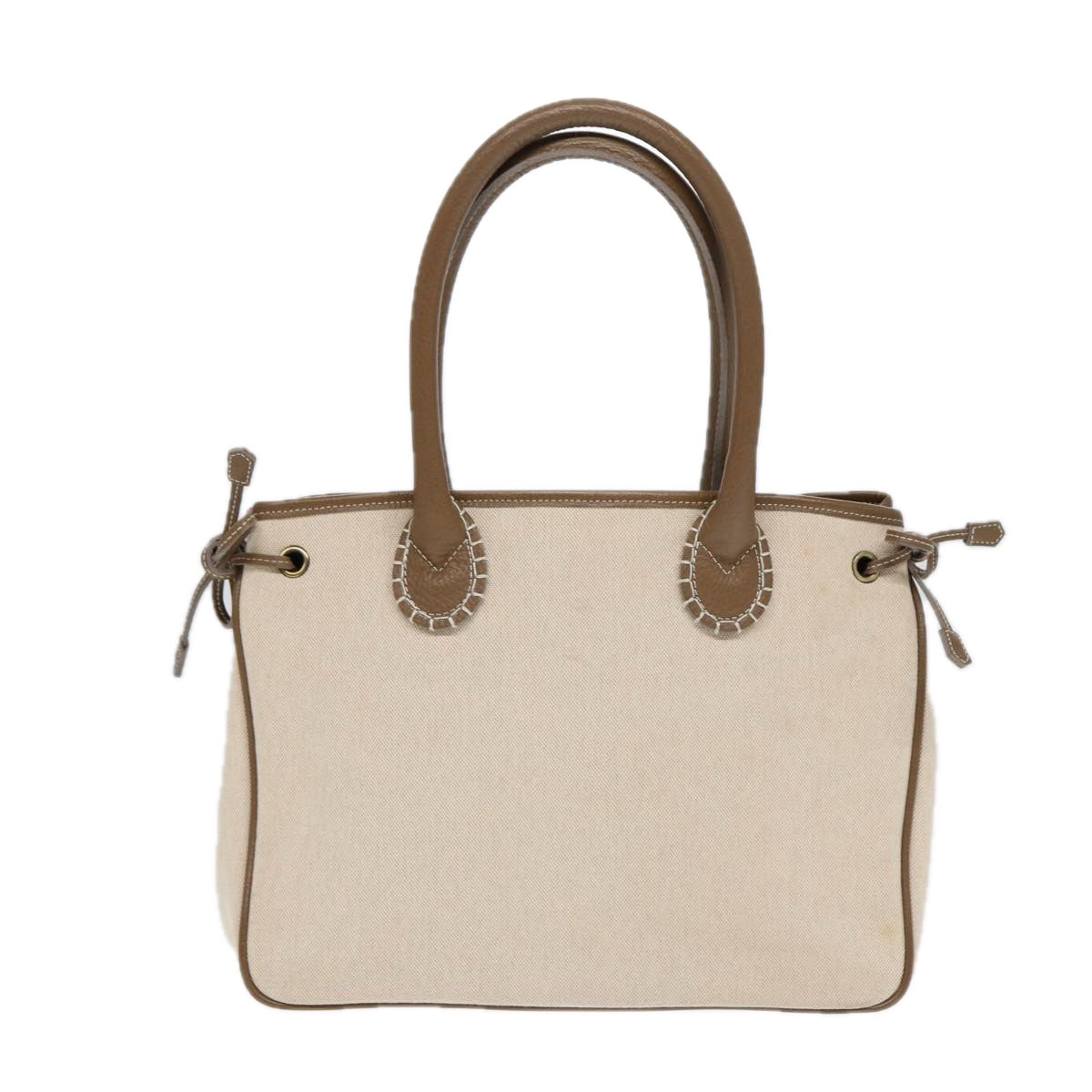 BURBERRY Hand Bag Canvas Beige Auth bs17442