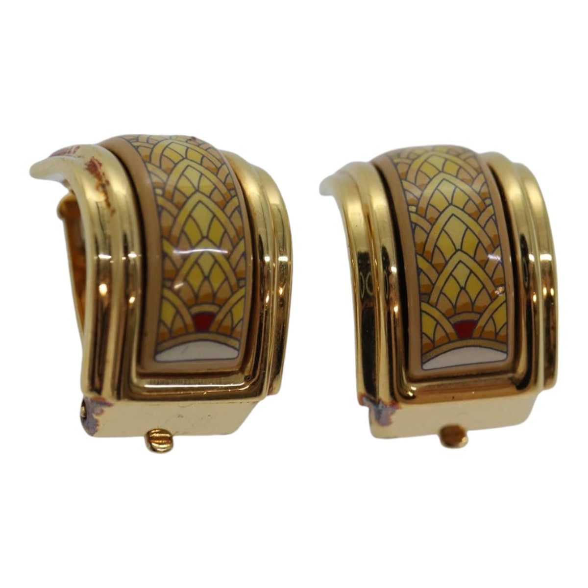 HERMES Earring metal Gold Tone Auth bs17448