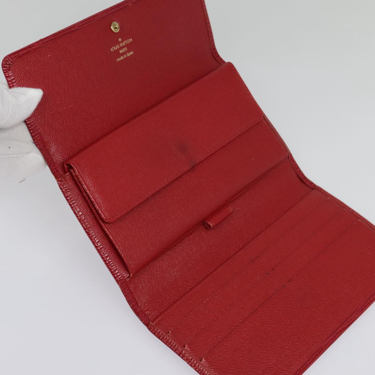 LOUIS VUITTON Epi Portefeiulle Sarah Long Wallet Red M6359E LV Auth bs17451