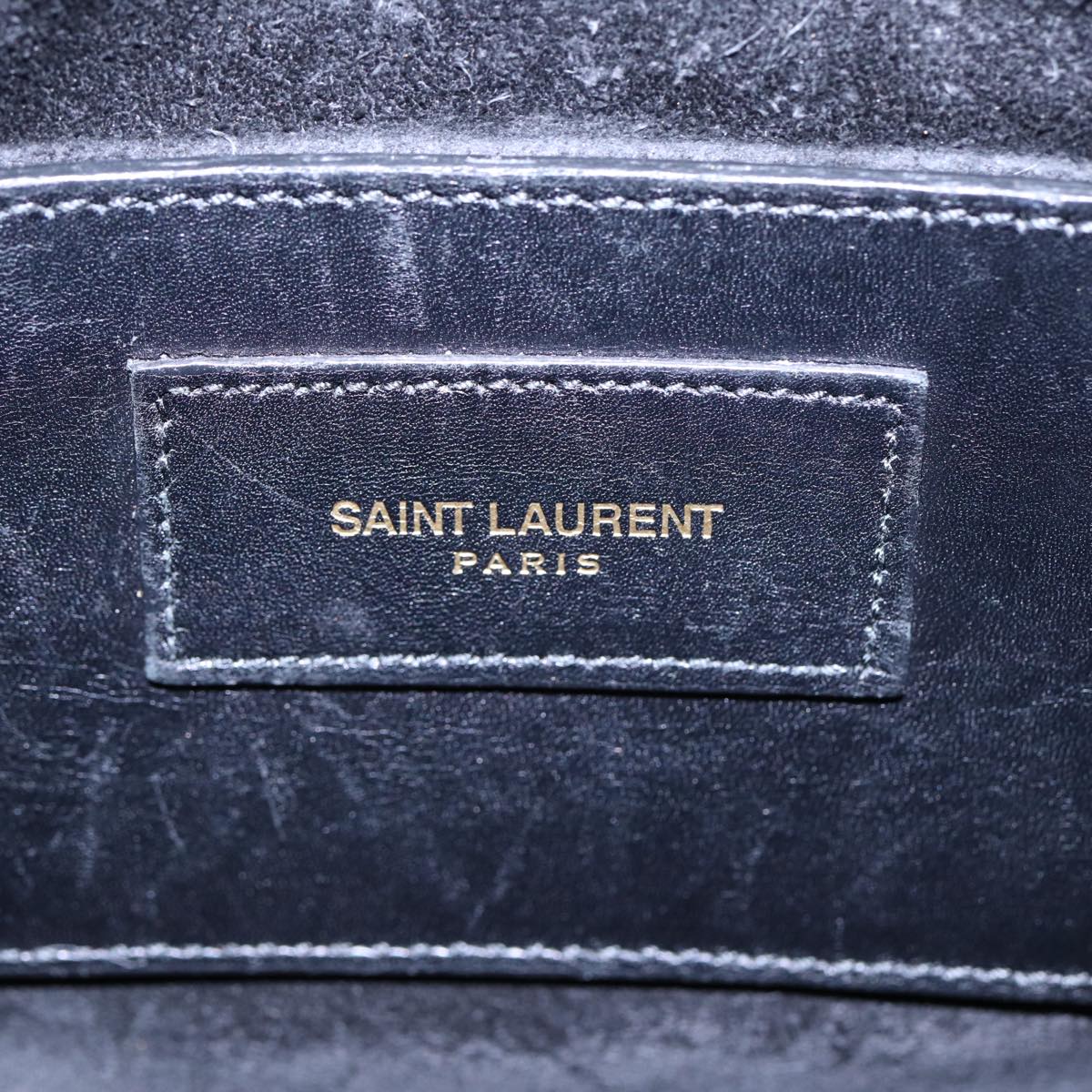 SAINT LAURENT Hand Bag Leather 2way Black Gold 330958 Auth bs17462