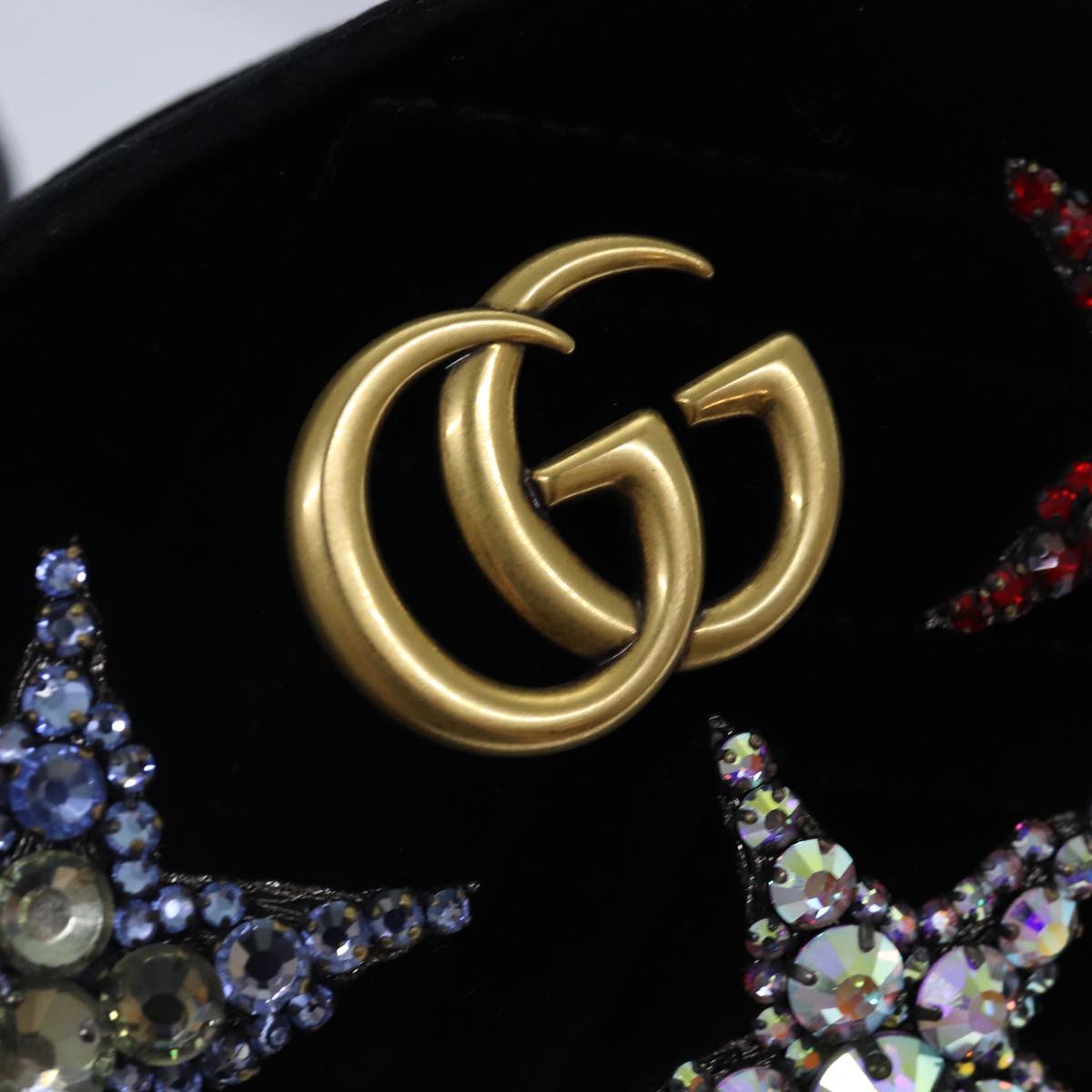 GUCCI Waist bag Velor Black Gold 476434 Auth bs17475M