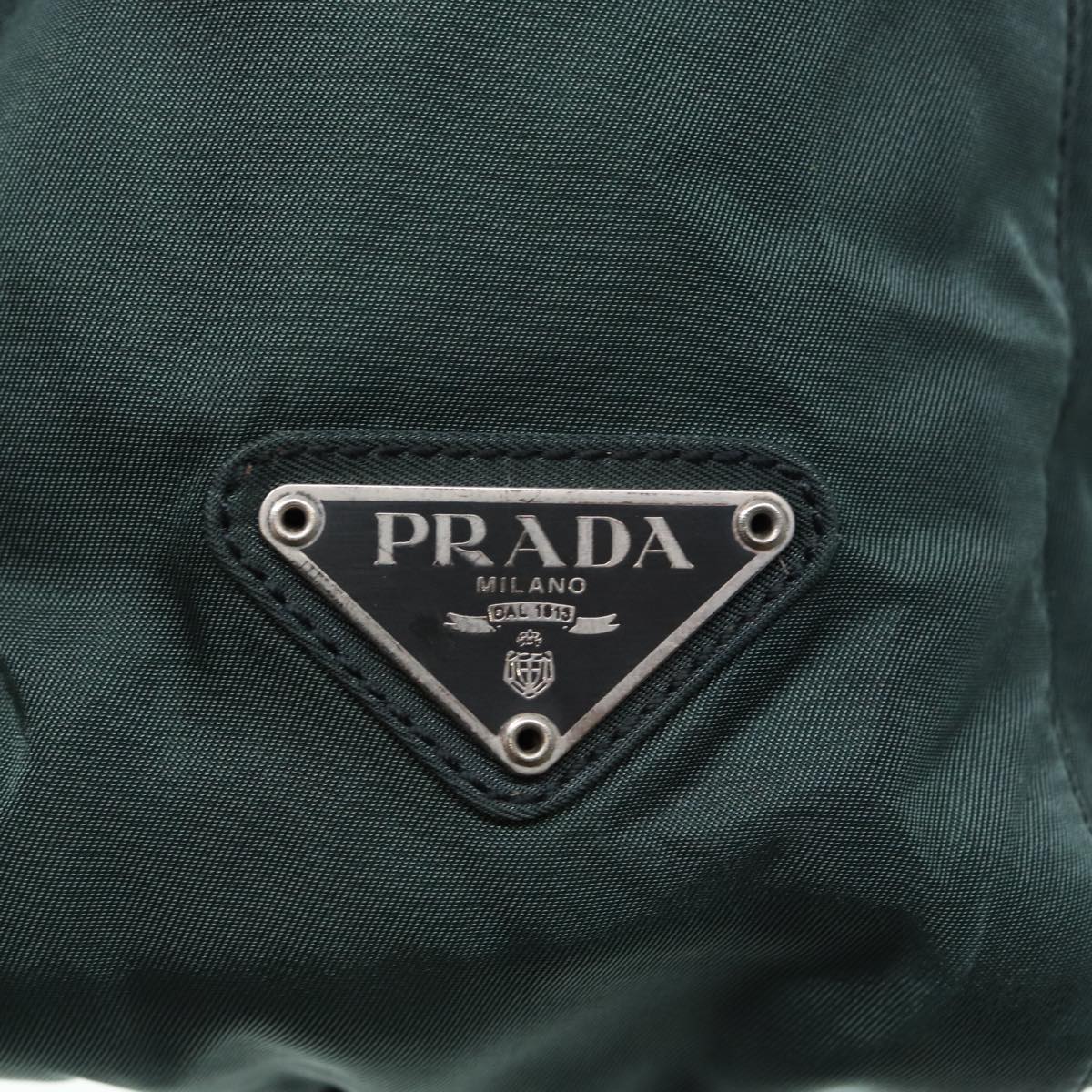 PRADA Hand Bag Nylon Green Silver Auth bs17499