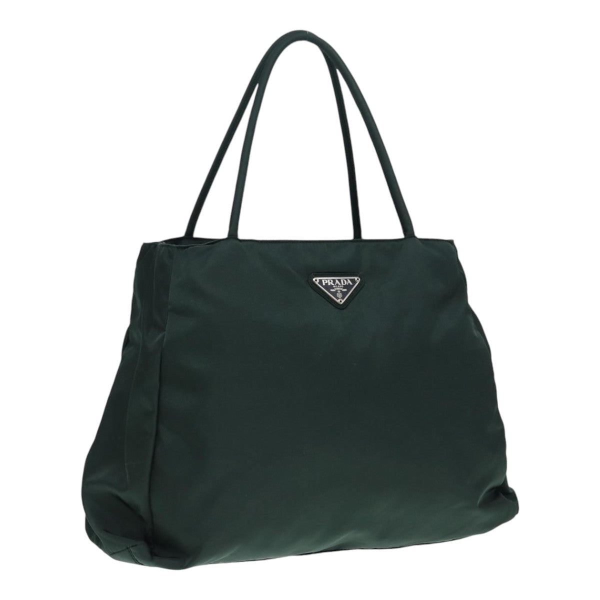 PRADA Hand Bag Nylon Green Silver Auth bs17500