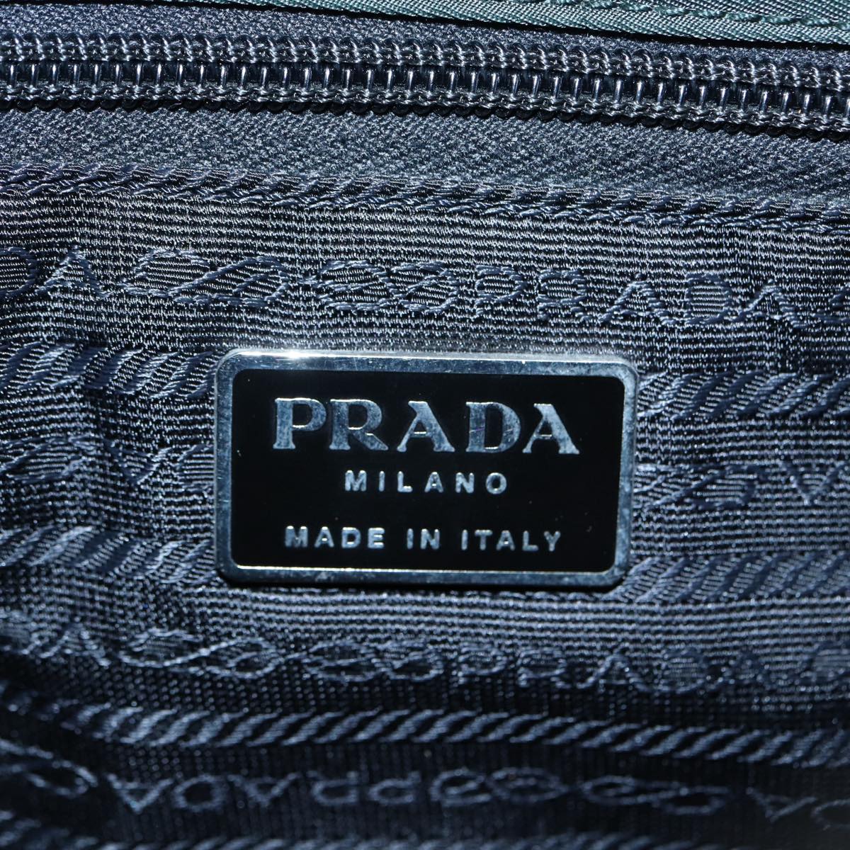 PRADA Hand Bag Nylon Green Silver Auth bs17500