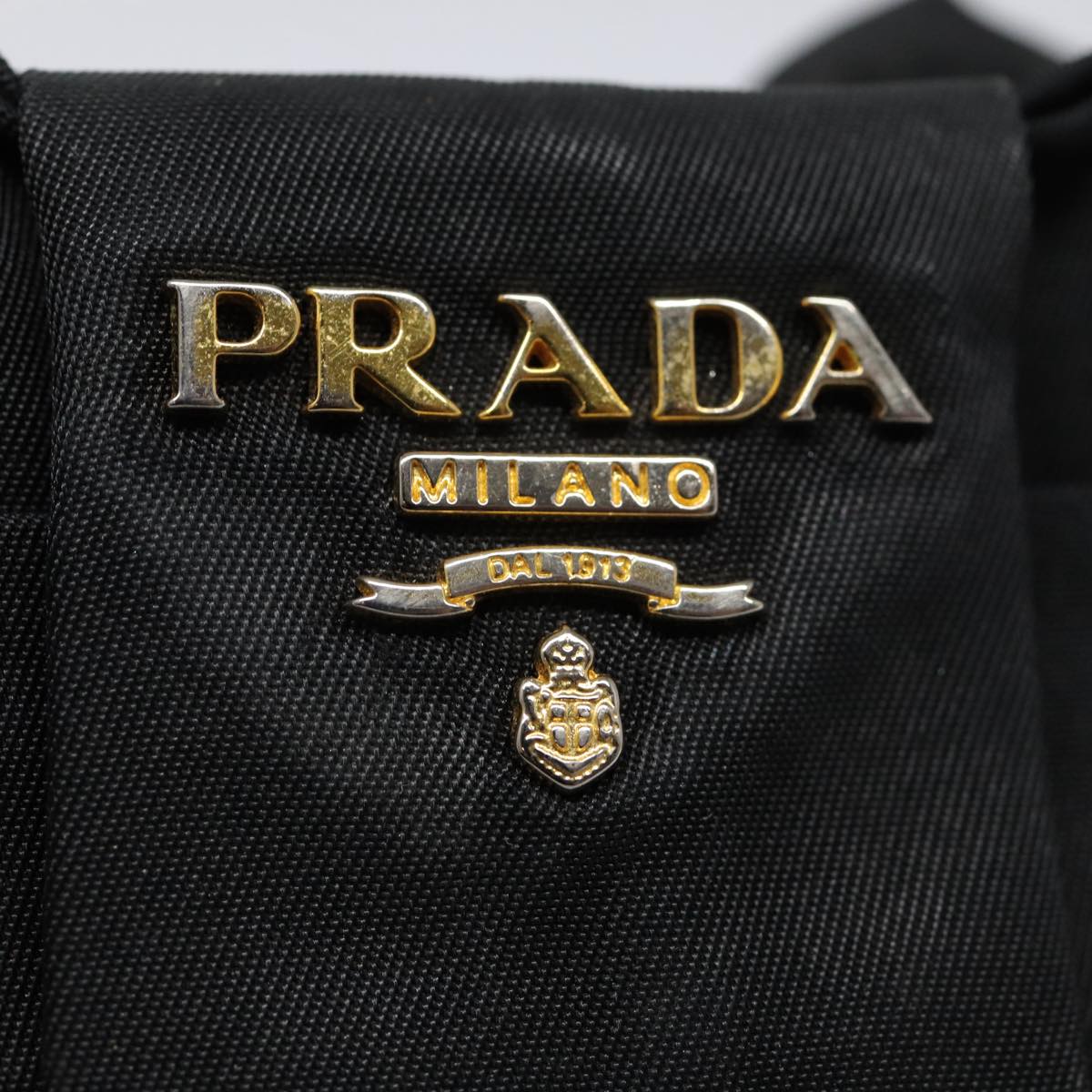 PRADA Pouch Nylon Black Gold Auth bs17502