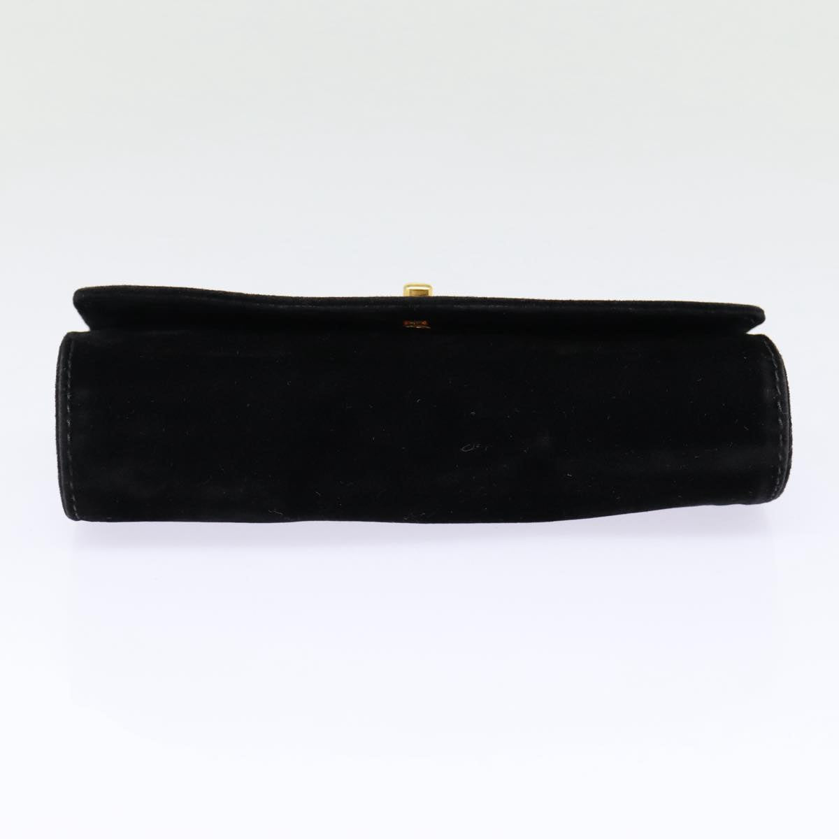 CHANEL Cosmetic Case Cosmetic Pouch Velor Black Gold CC Auth bs17507