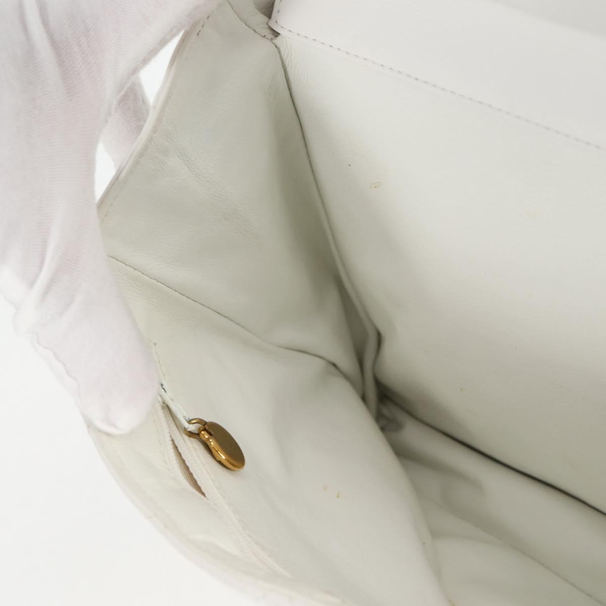 CHANEL Matelasse Double Face Chain Bag Lamb Skin White Gold CC Auth bs17533A